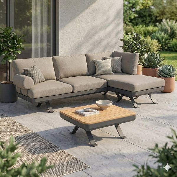Zebra Sky Ecklounge inkl. Loungetisch Aluminium/Sunproof Dunkelgrau SET-1466996