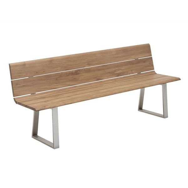 Niehoff Nova Gartenbank 160cm Edelstahl Profilkufe/Teak Recycelt Braun|Hellgrau G127-262-160