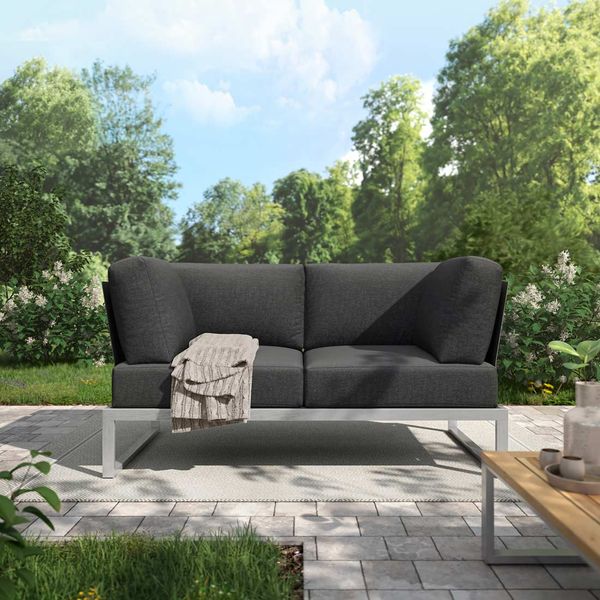 OUTLIV. Capri Gartenloungesofa Edelstahl/Polyester Schwarz|Hellgrau GF-UNI.L-SWXX