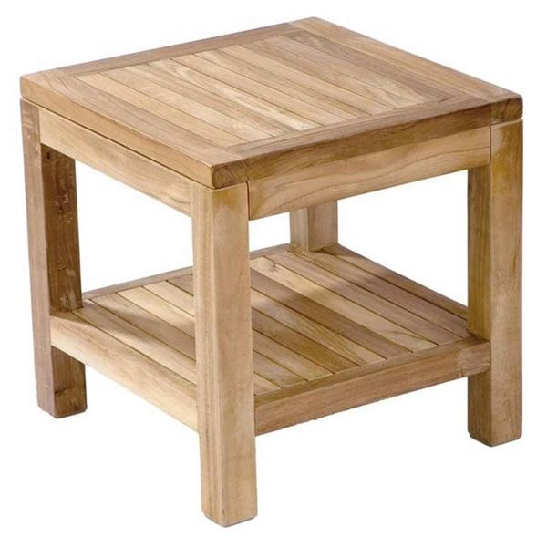 Zebra Lobby Kaffeetisch 45x45cm Teak mit Ablage Braun AR3345-S
