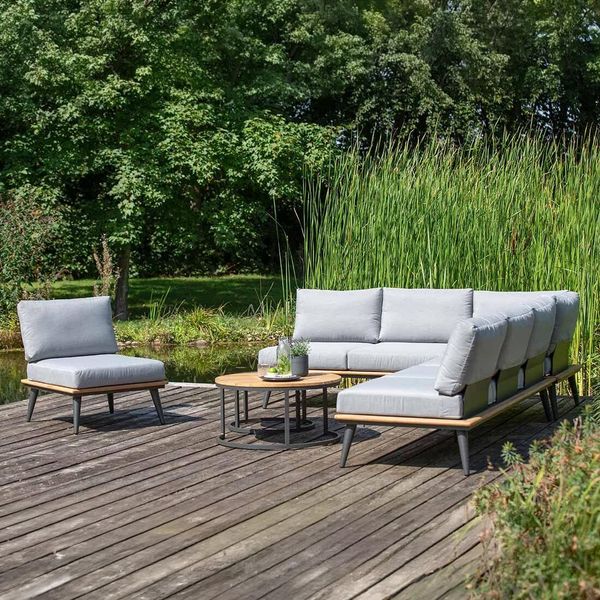 Niehoff Serra Ecklounge inkl. Loungetische Aluminium/Canvas Dunkelgrau SET-1414746