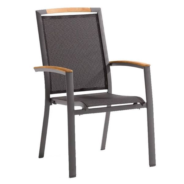 Sieger Catena Stapelsessel Aluminium/Textilene Dunkelgrau 312/G-G