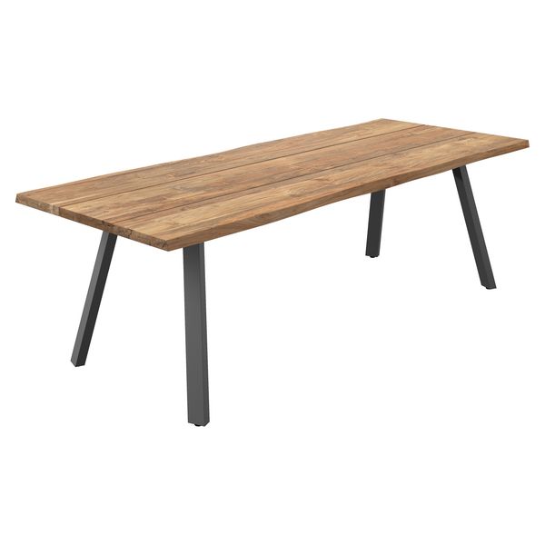 Outliv. Negara Gartentisch 240x100cm Edelstahl/Teak Recycelt Baumkante