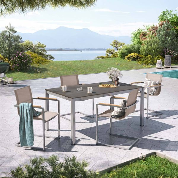 OUTLIV. Rimini Gartenmöbel-Set M (4 Plätze) Tisch 160x90cm Dunkelgrau|Hellgrau SET-1422611