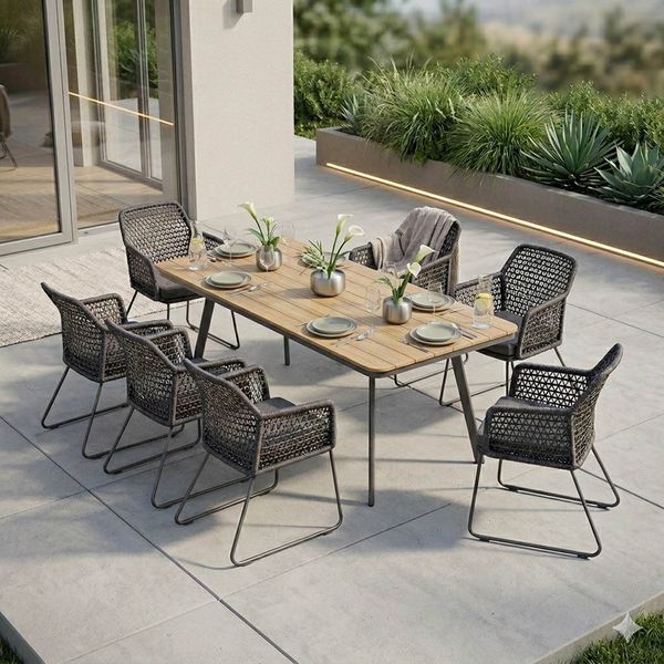Niehoff Kubu Gartenmöbel-Set L (6 Plätze) Tisch 220x95cm Dunkelgrau SET-1411985