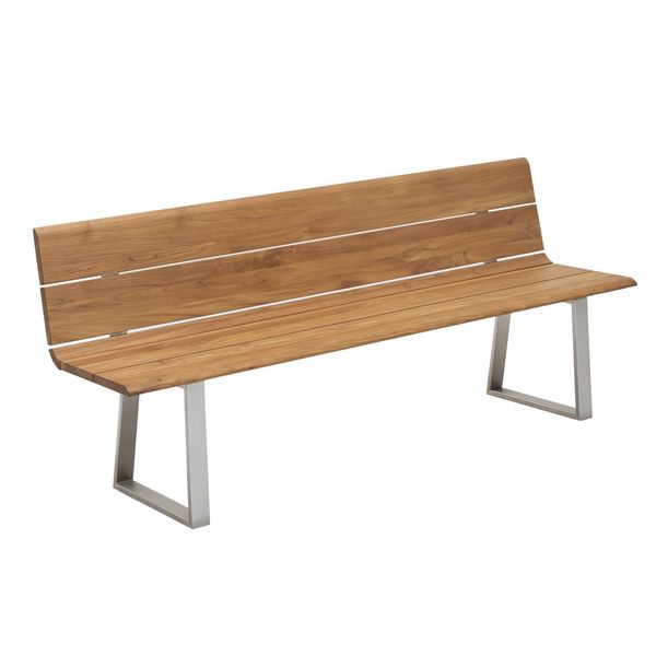 Niehoff Nova Gartenbank 220cm Edelstahl Profilkufe/Teak Geölt Braun|Hellgrau G127-062-220