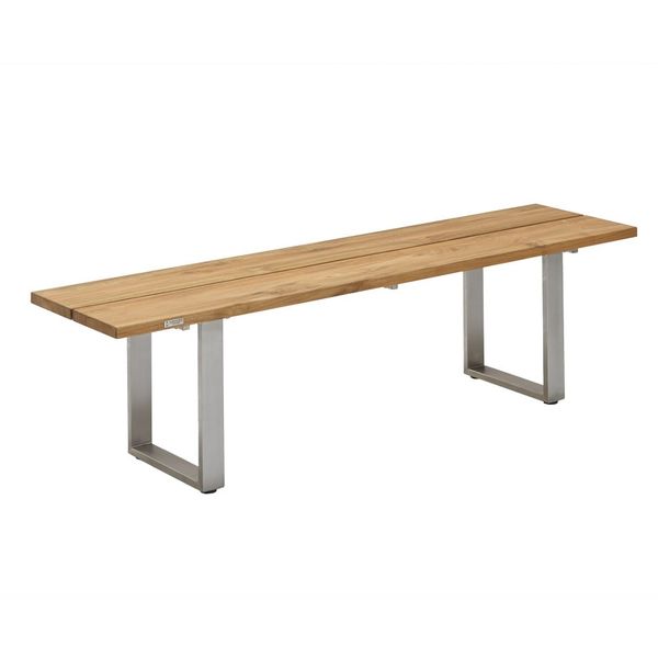 Niehoff Nemo Gartenbank 200cm Edelstahl Profilkufe/Teak Braun|Hellgrau G207062200