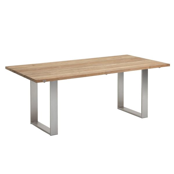 Niehoff Noah Gartentisch 180x95 cm Edelstahl Profilkufe 3-teilig gelattet Braun|Hellgrau T3G1262057