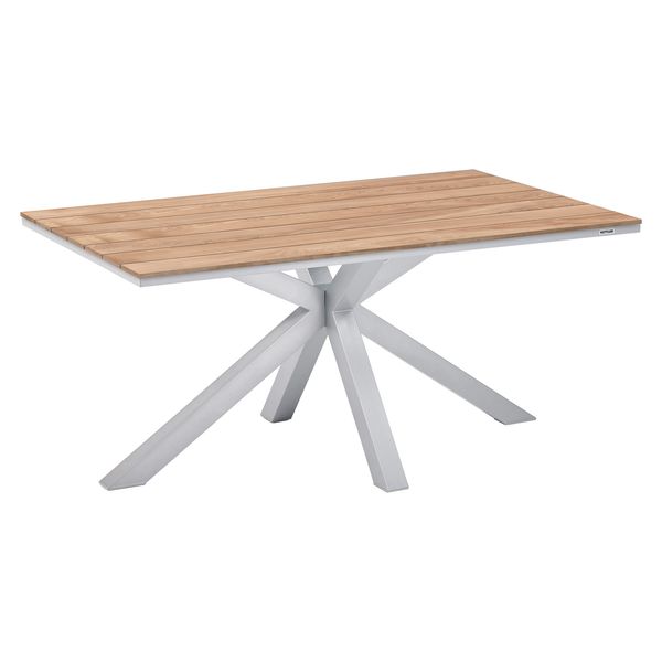 Kettler Cubic Gartentisch 160x95cm Aluminium/Teak Hellgrau SET-200672787