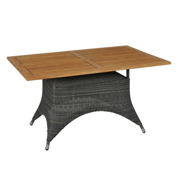 Zebra Status Gartentisch 140x90cm Geflecht/Teak Schwarz|Braun AR23086