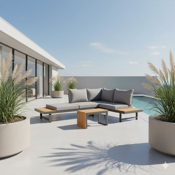 Acamp Shadow Ecklounge inkl. Loungetisch Aluminium/Polyester Dunkelgrau|Hellgrau 56718