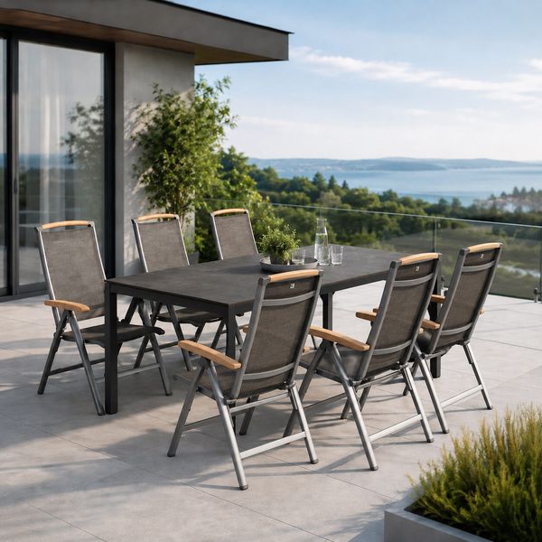 Kettler Memphis Gartenmöbel-Set L verstellbar (6 Plätze) mit OUTLIV. Tisch 220x100cm