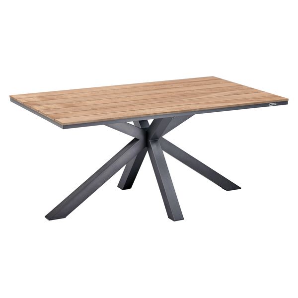 Kettler Cubic Gartentisch 160x95cm Aluminium/Teak Dunkelgrau SET-200672784