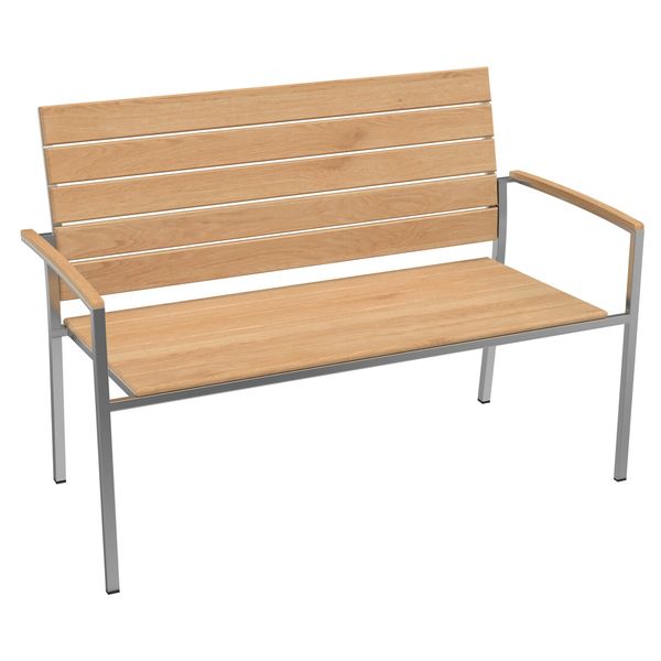 OUTLIV. Pamplona Gartenbank 120cm Edelstahl/Teak Braun|Hellgrau PA-BA-2S