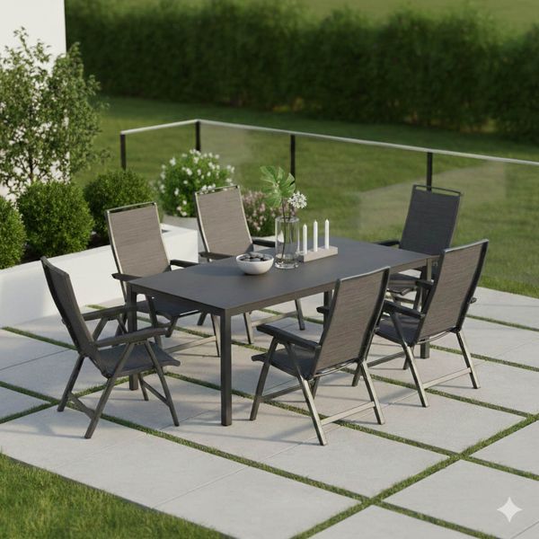 Kettler Forma II Gartenmöbel-Set L verstellbar (6 Plätze) mit OUTLIV. Tisch 220x100cm
