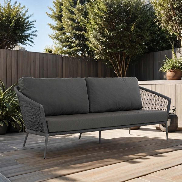 Musterring Ibiza Gartenloungesofa Aluminium/Rope Dunkelgrau G969-100-140