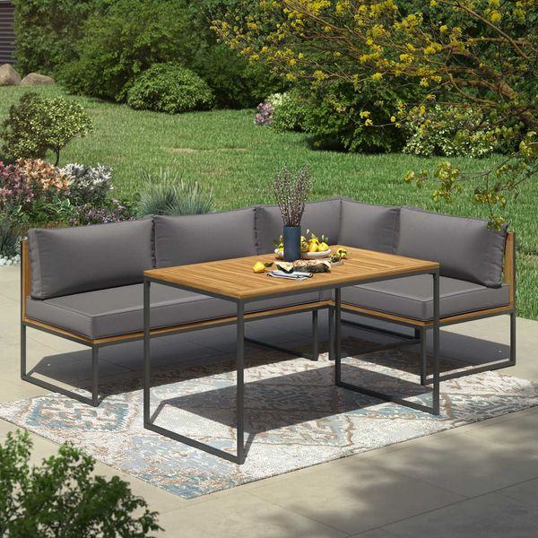 OUTLIV. Floris Dininglounge Tisch 115x68cm Stahl/Polyester Schwarz|Dunkelgrau 41-2439.40.41