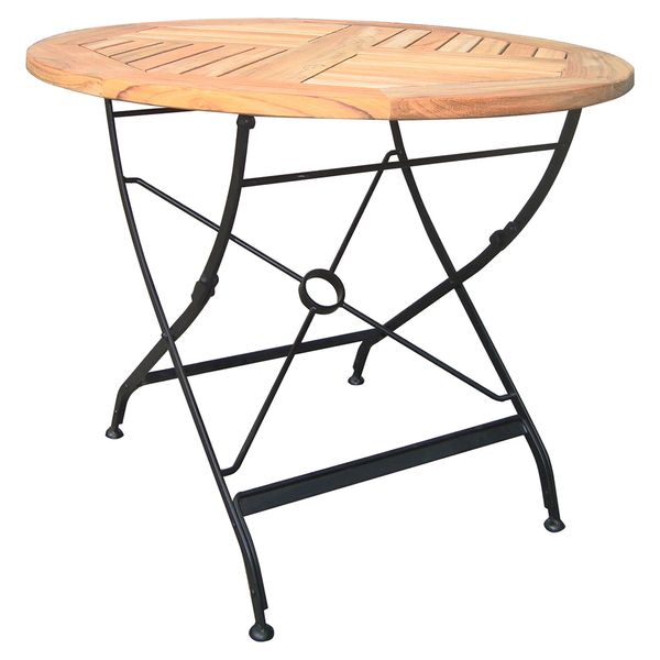 Zebra Florence Biergarten-Klapptisch Ø90 cm Stahl/Teak Schwarz|Braun AR2319-S