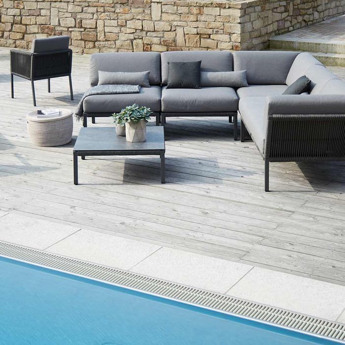 Solpuri Club Loungetisch 80x80cm Aluminium/Rope/HPL Anthrazit/Volcano