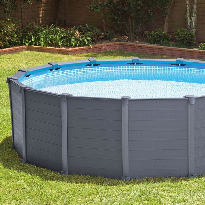 Intex Graphite Panel PoolSet Ø478x124cm Graphit Garten und Freizeit