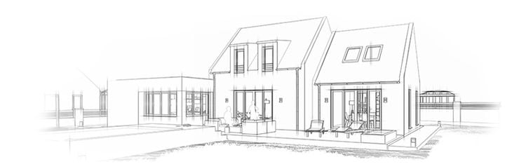 Skizze Haus mit Garten